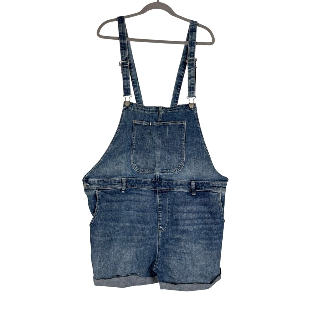 Old Navy Overalls Womens 2XL Denim Shortalls Adjustable Strap 5 Inseam Cuffed